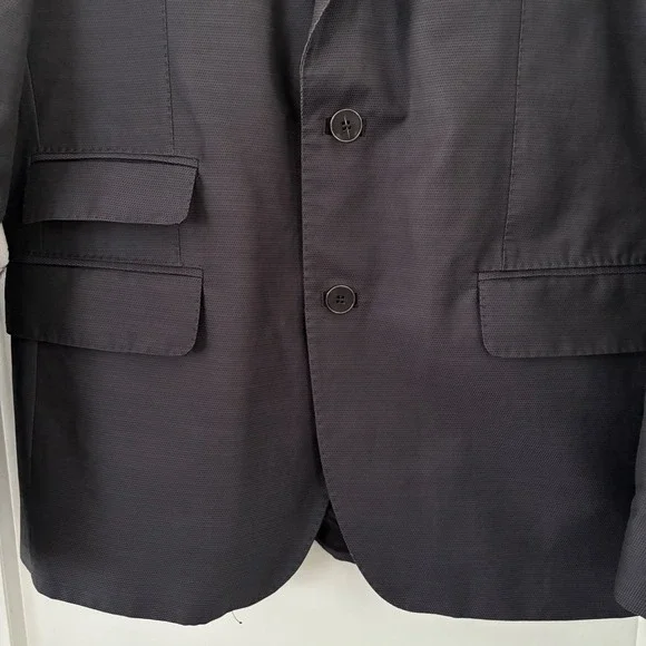 ZARA Man Blazer Jacket Dark Blue Textured 2‎ Button Sport Coat Men Size USA 42 - Picture 7 of 11